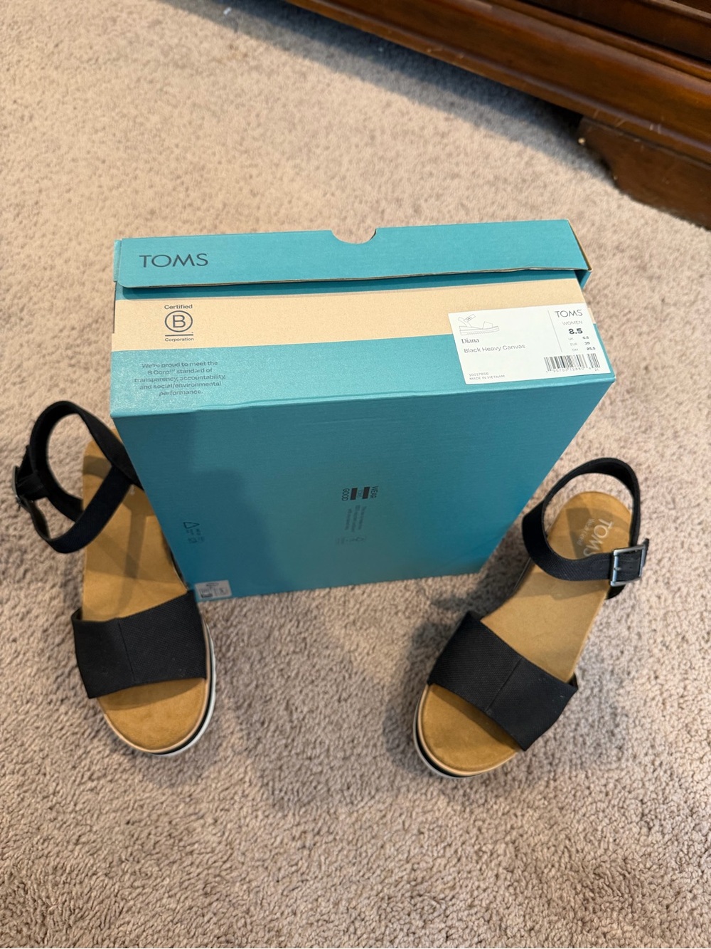 TOMS Black Women's Platform Ankle-Strap Sandals
